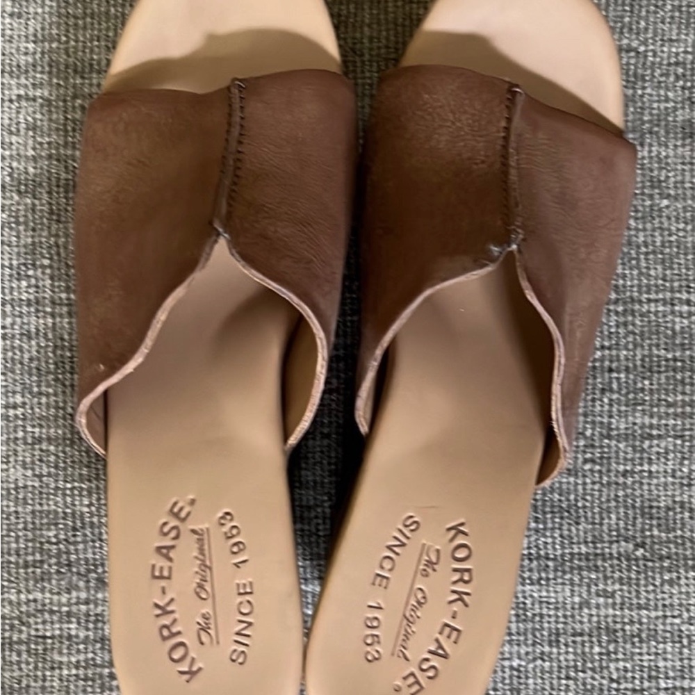 Kork-Ease Waone Platform Slide Tan size 8       3 1/4” heel